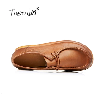 Tastabo 2019 Læder kvinder sko retro håndlavede sko i Ægte læder sko Casual-pumpe sko platform kiler 2