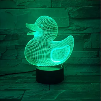 Tegnefilm 3D-Nat Lys Cute Duck Dyr Flerfarvet Remote Touch-Knap Led-Belysning, Som Børnene Jul Legetøj Gaver 559 3