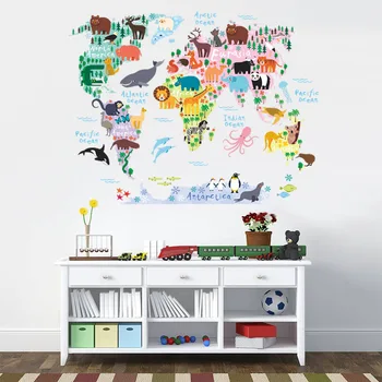 Tegnefilm verden kort PVC DIY Selvklæbende Vinyl Wall Stickers Soveværelse Indretning til Børn Værelse Dekoration Kunst vægoverføringsbillede Vægmaleri 2