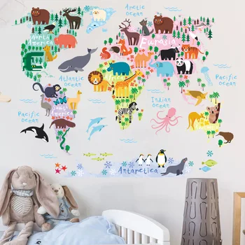Tegnefilm verden kort PVC DIY Selvklæbende Vinyl Wall Stickers Soveværelse Indretning til Børn Værelse Dekoration Kunst vægoverføringsbillede Vægmaleri 3