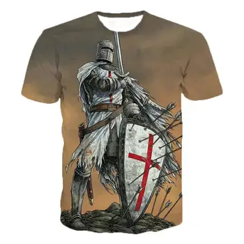 Tempelridderne 3D Printet O-Neck T-shirt, Mænds Mode Afslappet kortærmet T-shirt Knights Templar Streetwear Harajuku Tee Toppe 4