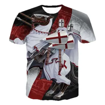 Tempelridderne 3D Printet O-Neck T-shirt, Mænds Mode Afslappet kortærmet T-shirt Knights Templar Streetwear Harajuku Tee Toppe 5