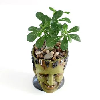 Terror Kunst FRANKENSTEIN Flower Pot Container Harpiks Flower Pot Wack Videnskab Mand Figur Desktop Dekoration Plantageejer Urtepotte 5