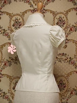 Tilpassede 2018 Kvinders Lolita Toppe Skjorter Sommer Hvid kortærmet Sort slips Bluser Kostume Til Pige 22467