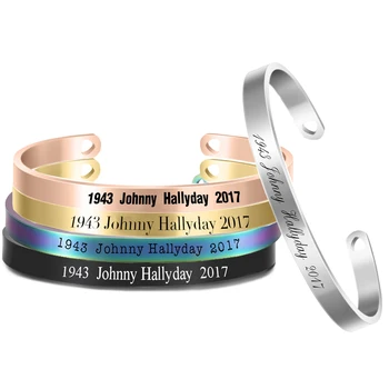 Tilpassede Personlige 5 Farver 6MM Armbånd fransk Rocker Johnny Hallyday Memorial Rustfrit Stål Armbånd & Øreringe 2