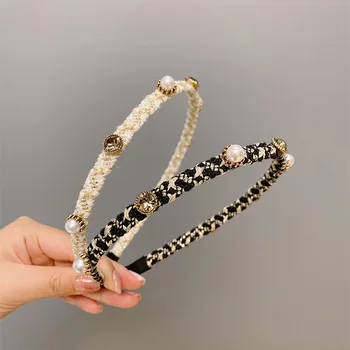 TIMEONLY koreansk mode Imiteret perler hairwear skinnende rhinestones cirkel klud hår bands til kvinder, damer Trendy jewellry 2