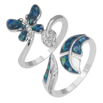 TIRIM abaloneskal Zirkonia Butterfly Blad Finger Ring Sæt Vintage Smykker til Piger og Kvinder, Gave, Daglig 3