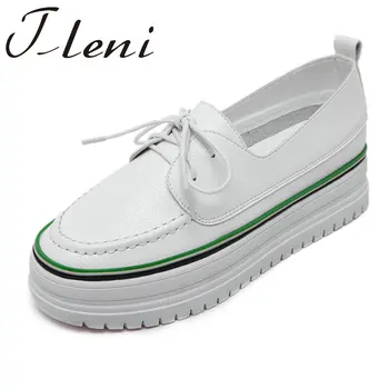 Tleni 2019 foråret tykke såler hvide blonder sko sneakers studerende platform sko kvindelige læder vilde kiler walking sko ZW-62 20880