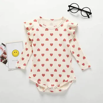 Toddler Baby Pige Flæser Børn Nyfødte Hjertet Ruched Heldragt, Afslappet Tøj Baby Body Tøj Infantil Tøj Kostume 2020 5