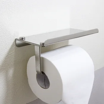 Toiletpapir Holder Rustfrit Stål Rulle Papir Stå Vægmonteret Badeværelse Telefon Storage Rack Stansning 27698