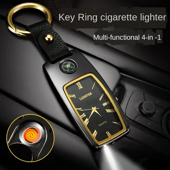 Toppen Ser lysere Nøglering lettere Lille lommelygte lettere multi-funktion USB-opladning, vindtæt cigaret elektronisk lighter 2