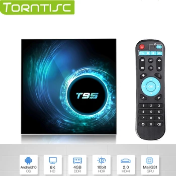 Torntisc T95 2020 NY TV-Boks Quad HD-6K Core Android 10.0 Youtube, Android TV-Boksen Smart TV Boks 4