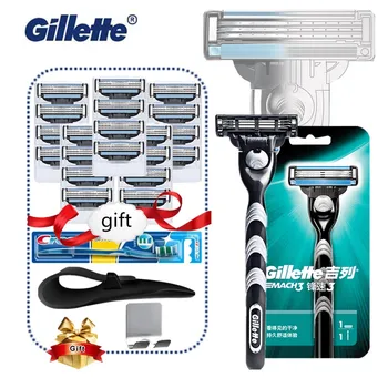 Travel Set Shaver til Mænd Gillette Mach 3 Barbermaskiner Kassetter til Intimbarbering Replacebale Blade Maskine til Intimbarbering Kniv med Krog 5