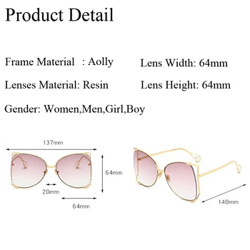 Trendy Koreanske Overdimensionerede Solbriller Kvinder 2019 Luksus Mærke Kvadrat Sol Briller Perle Dekoration Cat Eye Nuancer Butterfly Briller 2