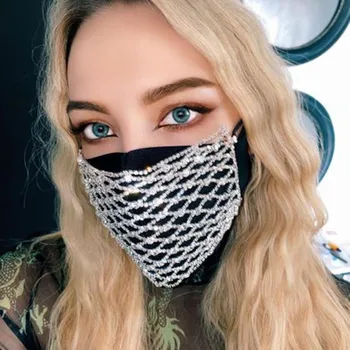 Trendy Rhinestone Munden Ansigt Maske Virus For Kvinder Tilpas Dekorativ Ansigt Maske Crystal Prom Party Cosplay Indretning Maske 1