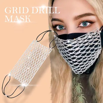 Trendy Rhinestone Munden Ansigt Maske Virus For Kvinder Tilpas Dekorativ Ansigt Maske Crystal Prom Party Cosplay Indretning Maske 3