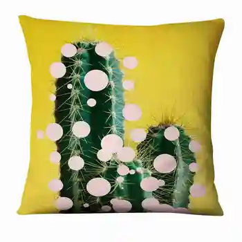 Tropiske Kaktus Plante Trykte Pude Dekorativ Pude I Friske Grønne Pudebetræk Home Decor Sofa Smide Pude Almofadas Decorativa 5