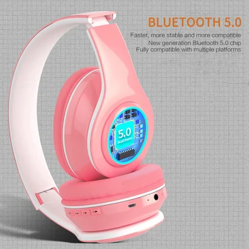 Trådløs Bluetooth-Hovedtelefon Øretelefon LED Headset Sport Macaron inPods Boom Bærbare 5.0 HIFI Stereo Hovedtelefon Med MIKROFON TF Kort 6533