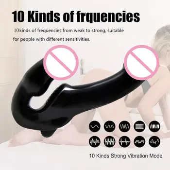 Trådløs Fjernbetjening Strapon Dildo 10 Frekvens Vibration Stærk Vibration G-Spot Stimulator Orgasme Stimulation Sex Legetøj 3