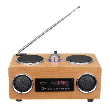 Trådløse Super Bass FM-Radio Mms-Højttaler Klassisk Modtager Bambus Retro Vintage-Radio Med MP3-Afspiller, USB-Fjernbetjening 26752