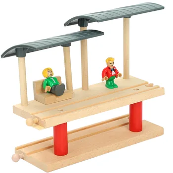 Træ-Dobbelt-layer-Tog Spor Platform Tog Spor Toy Tilbehør Børn Tog Trafik Styr Toy Kompatibel med Træ-3C 1026