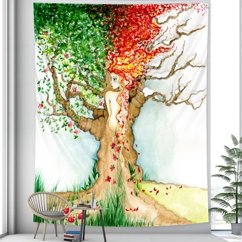 Træet Blæk Maleri Tapetet Hjemme I Art Deco-Stil, Sofa, Tæppe Hippie Soveværelse Sengelinned Boheme-Indretning Mandala Yoga Måtten 1
