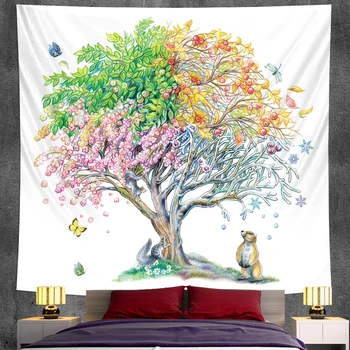 Træet Blæk Maleri Tapetet Hjemme I Art Deco-Stil, Sofa, Tæppe Hippie Soveværelse Sengelinned Boheme-Indretning Mandala Yoga Måtten 2