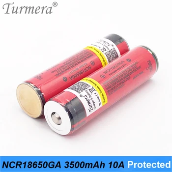 Turmera 18650 3500mAh Batteri NCR18650GA 10A afladningsstrøm med Beskyttet yrelsen for Genopladelig Lommelygte og Bruge Forlygte 0