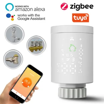 Tuya Zigbee 3.0 Smart Radiator Aktuator Termostatisk Radiator Ventil Controller Varmelegeme Temperatur stemmestyring via Google Alexa 2