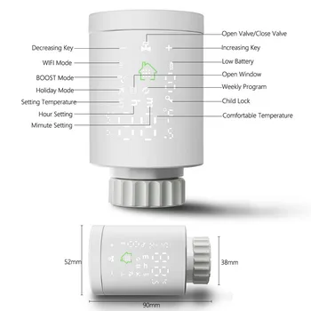 Tuya Zigbee 3.0 Smart Radiator Aktuator Termostatisk Radiator Ventil Controller Varmelegeme Temperatur stemmestyring via Google Alexa 3