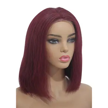 UBETTA Ægte Hår Parykker Brasilianske Virgin Human Hair Parykker Lige Bob Wig Farve 99J Pre Plukkede Naturlige Hår Linje Baby Hair 0