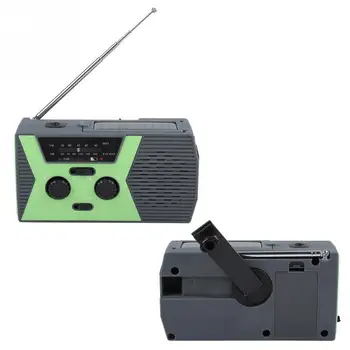 Udendørs Sol Håndsving Vejr Radio LED Lommelygte AM/FM-NOAA-Radio, USB-port Grøn 0