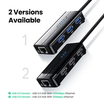 Ugreen USB-Ethernet USB 3.0 2.0 til RJ45 HUB for Xiaomi Mi Boks 3/S Set-top-Boks til Ethernet-Adapter netværkskort USB Lan 4