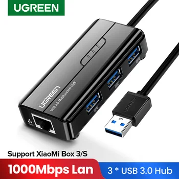 Ugreen USB-Ethernet USB 3.0 2.0 til RJ45 HUB for Xiaomi Mi Boks 3/S Set-top-Boks til Ethernet-Adapter netværkskort USB Lan 5