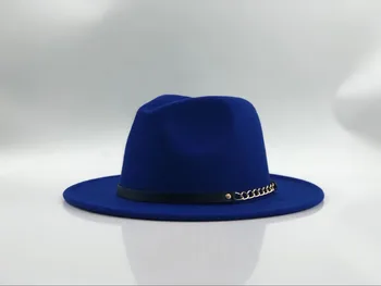 Uldent Filt Hat Mænd Fedora Hatte med Kæde Kvinder Vintage Trilby Caps Uld Fedora Varm Jazz Hat Chapeau Femme feutre Panaman hat 2