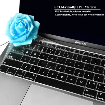 Ultra Tynd TPU Tastatur Dække Huden Beskytter for Nye MacBook Air 13 Tommer 2018 2019 Udgivelse A1932 med Retina-Skærm Touch-ID 1