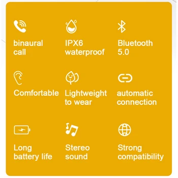 Ultra Tynd TWS Trådløse Hovedtelefoner til en Bluetooth-5.0 Høretelefoner, Mini-Sport, der Kører Headset Med Mic Oplader Til Iphone 12 Xiaomi 1