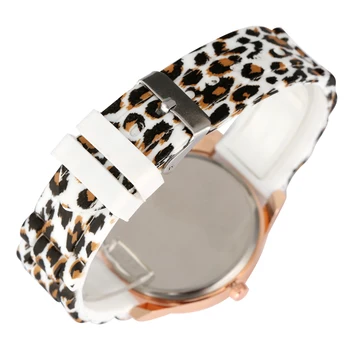 Unik Leopard Print Kvarts Ur til Kvinder Silikone Rem Ure Lysende Analog Armbåndsur til Damer 20323
