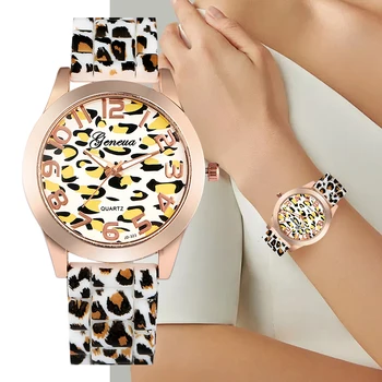 Unik Leopard Print Kvarts Ur til Kvinder Silikone Rem Ure Lysende Analog Armbåndsur til Damer 3