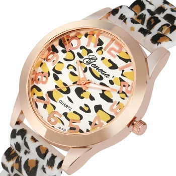 Unik Leopard Print Kvarts Ur til Kvinder Silikone Rem Ure Lysende Analog Armbåndsur til Damer 5