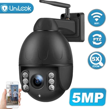 Unilook 5MP Udendørs PTZ Wifi Dome-Kamera Høj Hastighed 5X Optisk Zoom Motion Detection Onvif IR CCTV Sikkerhed Kamera P2P Camhi 5