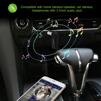Universal 3,5 mm Streaming Bil A2DP Bluetooth-bilsæt AUX Audio Music Receiver Håndfri Adapter med Mikrofon Til Telefonen MP3 7283