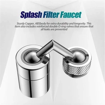 Universal Anti-Splash Filter Vandhane 720° Drej Vand Outlet vandbesparende Dyse Sprøjte Hovedet med 4-Lags Net Filter 1