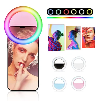 Universal Selfie Lampe, Mobiltelefon Linse Bærbare RGB Flash Ring 36 LYSDIODER Lysende Ring Klip Lys Til iPhone 8 7 6 Plus Samsung 0