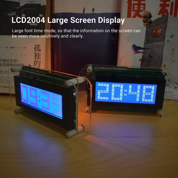 Ur Modul Kit LCD-Musik-spektrumsvisning Ur Stor Skrifttype, 4-Cifret Digital Ur Multifunktionelle Ur DIY Kit med Påmindelse 5