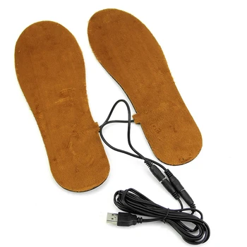 USB-Elektrisk Drevne Opvarmet Vinteren Indlægssåler Til Sko Støvler til at Holde Fødderne Varme 3