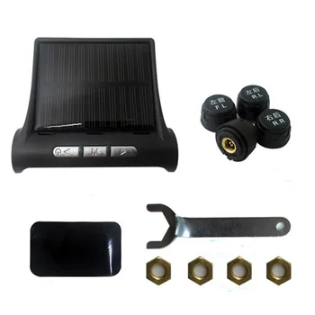 USB-Solar Oplader Bil TPMS-Tire Pressure Monitoring System HD Digital Display Auto Alarm af 4 eksterne eller Interne 0