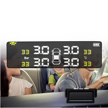 USB-Solar Oplader Bil TPMS-Tire Pressure Monitoring System HD Digital Display Auto Alarm af 4 eksterne eller Interne 1