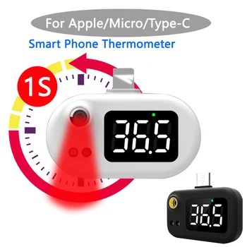 USB-Termometer Intelligent Bærbar Mini Mobiltelefon Termometer Ikke-kontakt Type Infrarød Termometer til apple micro-type-c 0
