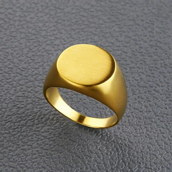 Valily Herre Ring Enkle Oval Mat Ring Mode Guld Farve Finger Band Ring Mænd i Rustfrit Stål Signet Ringe til kvinder 5